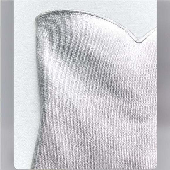 Zara Silver KNIT BUSTIER TOP Size Extra Large XL - Picture 13 of 16